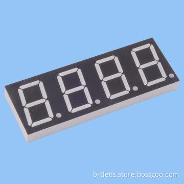 Four-digit 7-segment LED Display, 0.56-inch Red Color, Common Cathode, White Segment and Black Face
